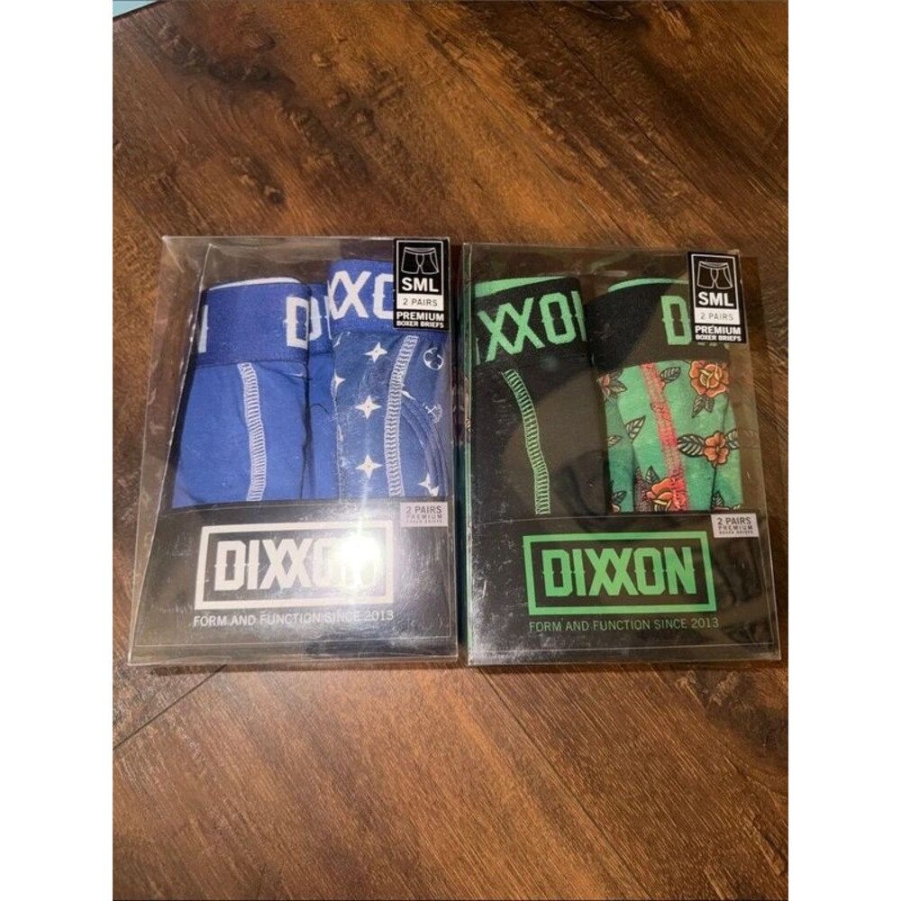 (2) DIXXON 2-Pack Boxer Briefs in Blue & Green Prints, Sz Small (nwt) 4 pairs